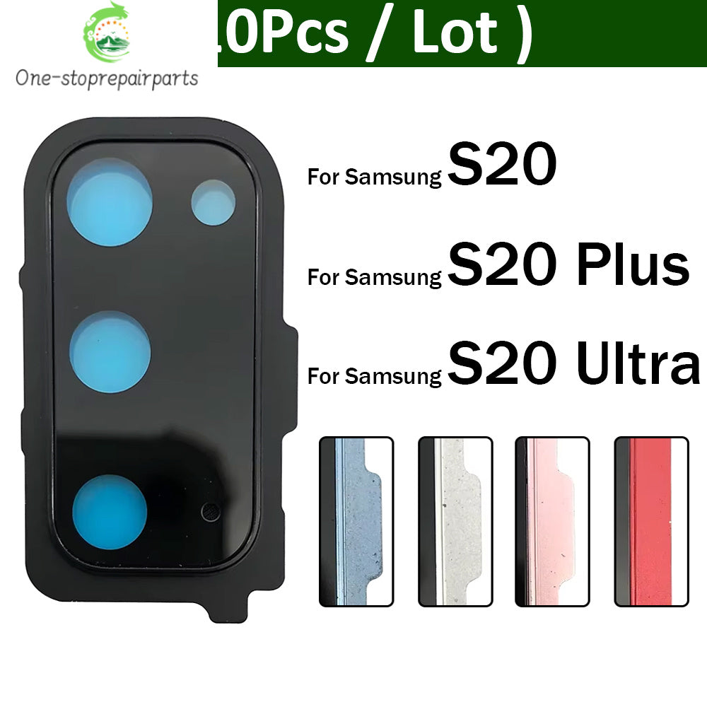 10Pcs/Lot, Rear Camera Glass Lens Back Camera Glass Cover Frame For Samsung S20 Plus S20 Ultra Replacement Parts Samsung phone repair parts
