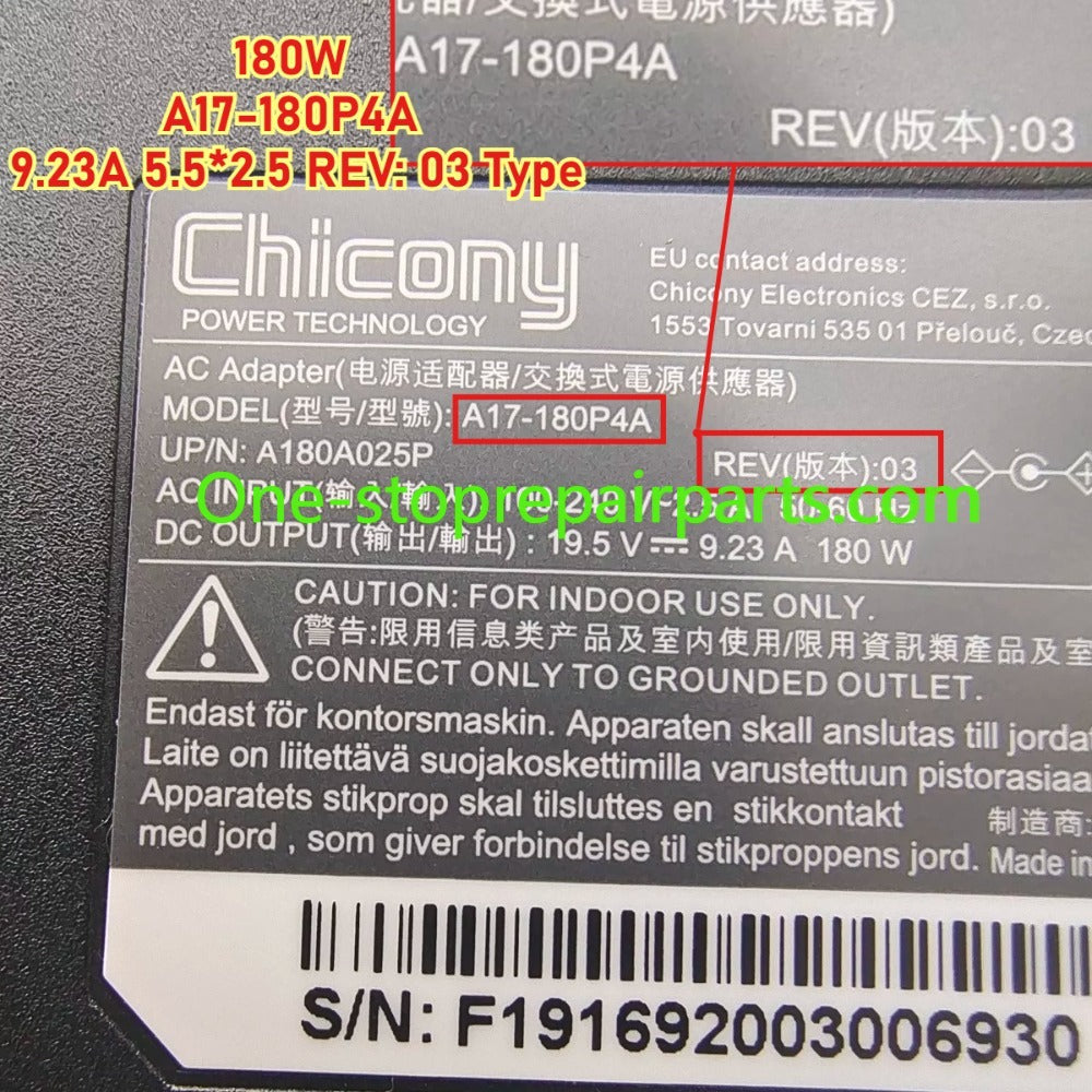 AC power adapter charger 180W 150W 120W For Thunderobot 911Air 911MT 911ME 911PLUS Acer Nitro Gigabyte 15X Aorus Clevo N850HP6 MACHENIKE T58 N850HK1 Chicony A17-180P4A A180A025P A15-150P1A A17-150P2A PA-1151-08 PA-1121-26 ASUS laptop repair parts
