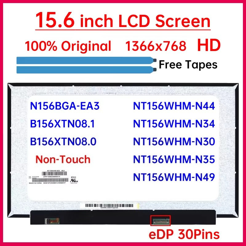15.6 Inch LCD Screen NT156WHM-N44 N34 N30 N35 N49 N156BGA-EA3 B156XTN08.1 B156XTN08.0 Display Matrix Panel Replacement Non-Touch Laptop screen replacement