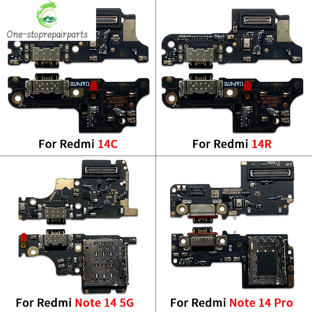 USB Charging Port Board Flex Cable Connector For Xiaomi Redmi Note 14 Pro Plus 4G 5G / Redmi 14C 14R Microphone Module Xiaomi  Xiao mi phone repair parts