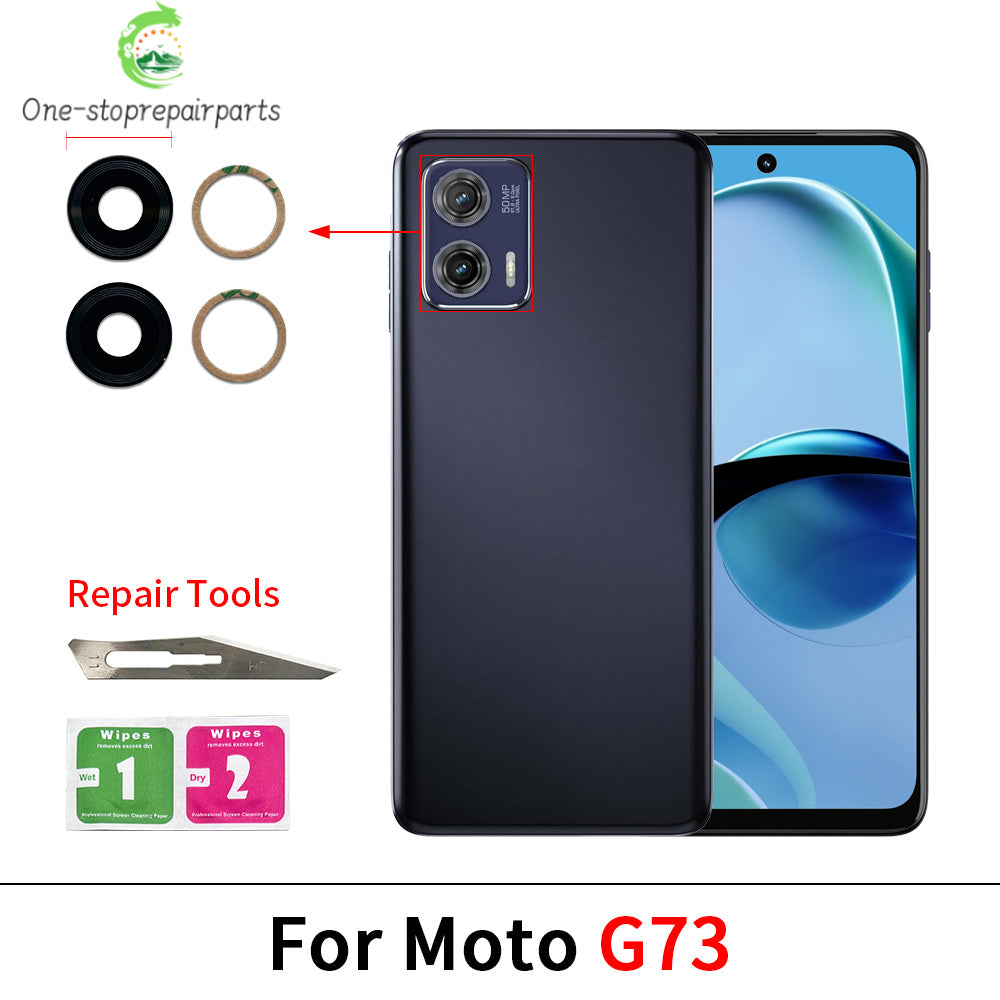 10Pcs, Back Rear Camera Glass Lens With Adhesive For Moto G22 G32 G42 G52 G62 G13 G23 G53 G73 G14 G24 G34 G54 G84 G04 G82 5G Motorola phone repair parts