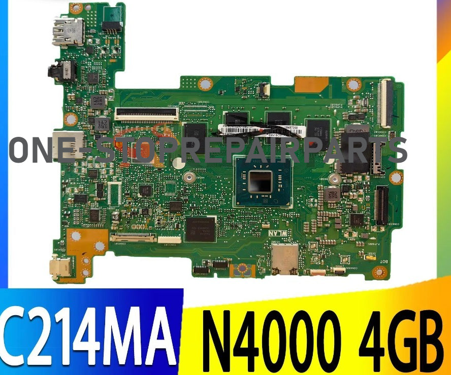 For ASUS Chromebook Flip C214MA  60NX0290-MB8000 Mainboard C214MA Motherboard with N4000 CPU 4GB RAM 32G/64G-SSD ASUS laptop repair parts