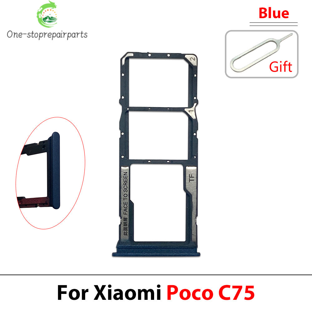 New SIM Card Slot SD Card Tray Holder Adapter For Xiaomi Poco C40 C65 C75 Repair Parts  Xiaomi  Xiao mi phone repair parts