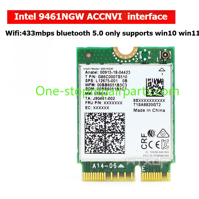 Laptop computer Wifi Card for Intel 9560NGW AX203NGW AX201NGW AX211NGW  Killer1675I 1650I 1550I 9462 9461NGW CNVio IPEX4 WIFI6E Wi-Fi 6E Bluetooth 5.3 Wireless Card