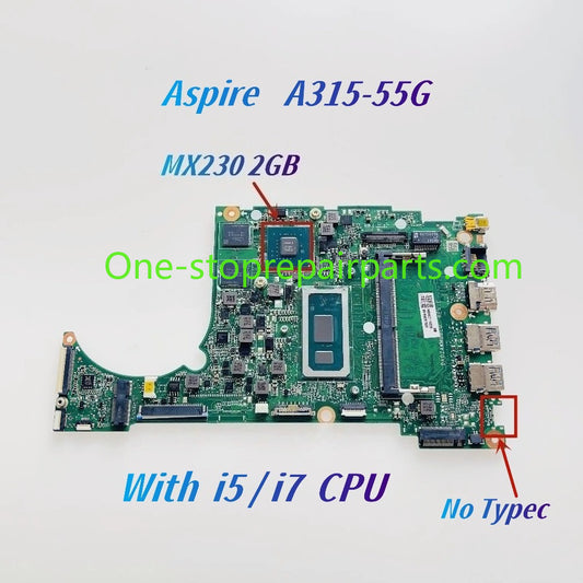 DA0ZAWMB8E0 DA0ZAWMB8G0 For Acer Aspire 3 A315-55 A315-55G Laptop Motherboard With i5 i7 CPU MX230 2GB GPU 4GB-RAM 100% work Acer laptop repair parts