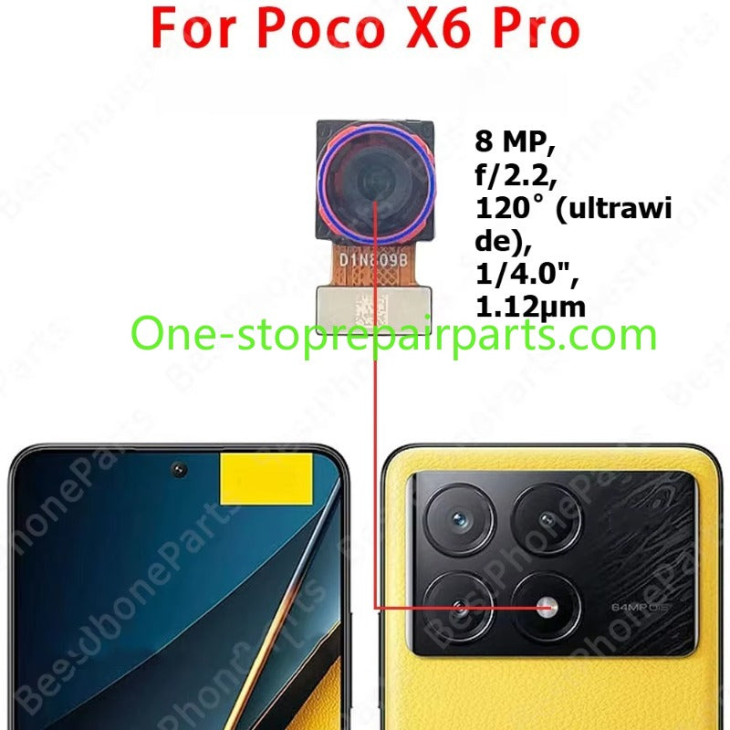 Rear Back Camera For Xiaomi Poco X6 Pro 5g PocoX6 X6Pro Camera Module Backside View Flex Cable Mobile Phone Spare Parts Xiaomi phone repair parts
