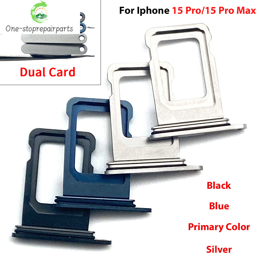10Pcs, Dual SIM & Single SIM Card Slot SD Card Tray Holder Adapter For iPhone 15 Pro Max Plus iPhone phone repair parts