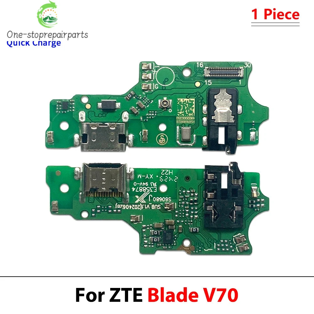 10Pcs, USB Charge Port Jack Dock Connector Charging Board Flex Cable For ZTE Blade V50 V60 V70 Smart Design Vita Max ZTE phone repair parts