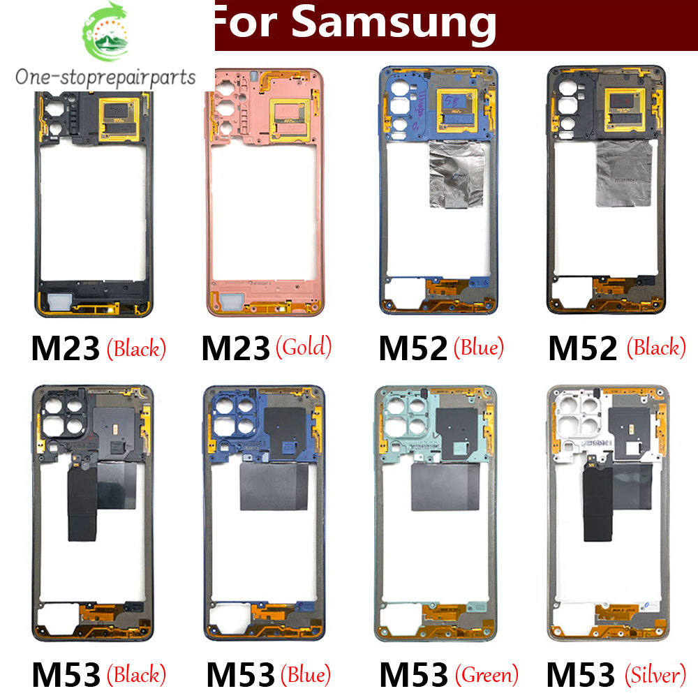 New Middle Frame For Samsung M23 M52 M53 M51 M54 M62 M35 5G M526B M536B M625F Door Housing Bezel Repair Parts Samsung phone repair parts