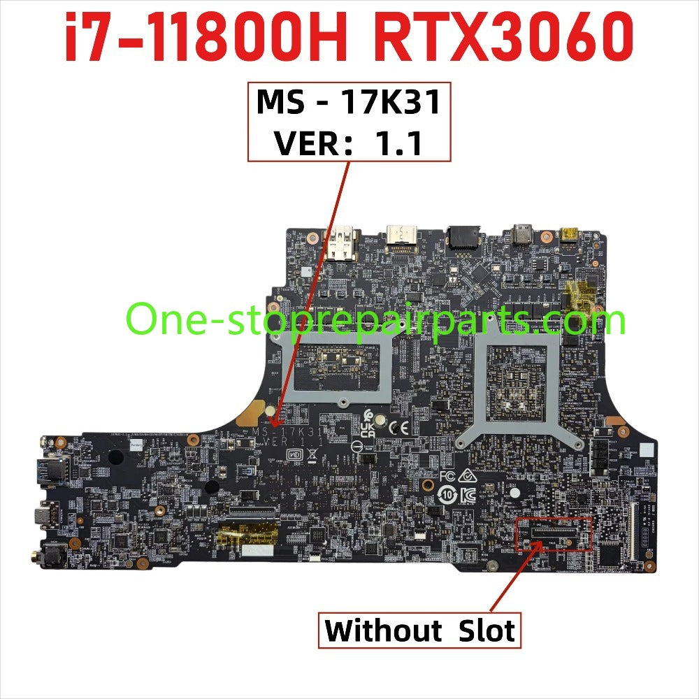 Original For MSI GE76 RAIDER 11UG MS-17K3 MS-17K31 laptop Motherboard WITH i7-11800H RTX3060 I9-11980HK RTXA5000 Tested Fast Ship MSI laptop repair parts
