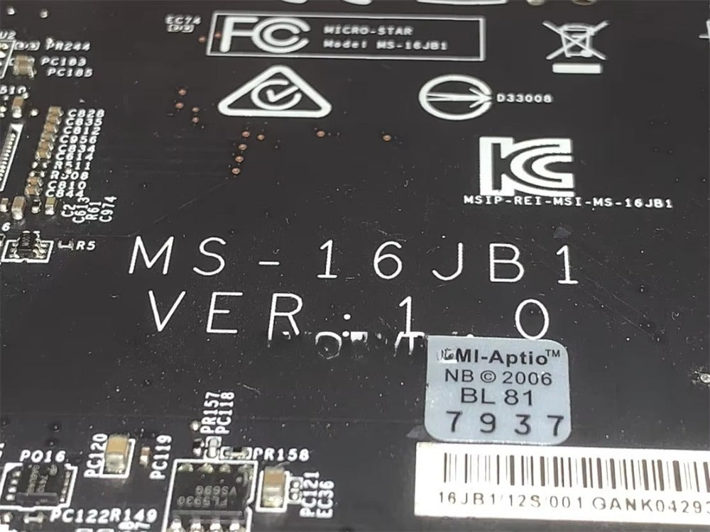 Original MS-16JB1 VER 1.0 FOR MSI GE62VR GP62VR GE72VR GP72VR LAPTOP MAINBOARD WITH GTX1060M AND CPU Fully Tested MSI laptop repair parts