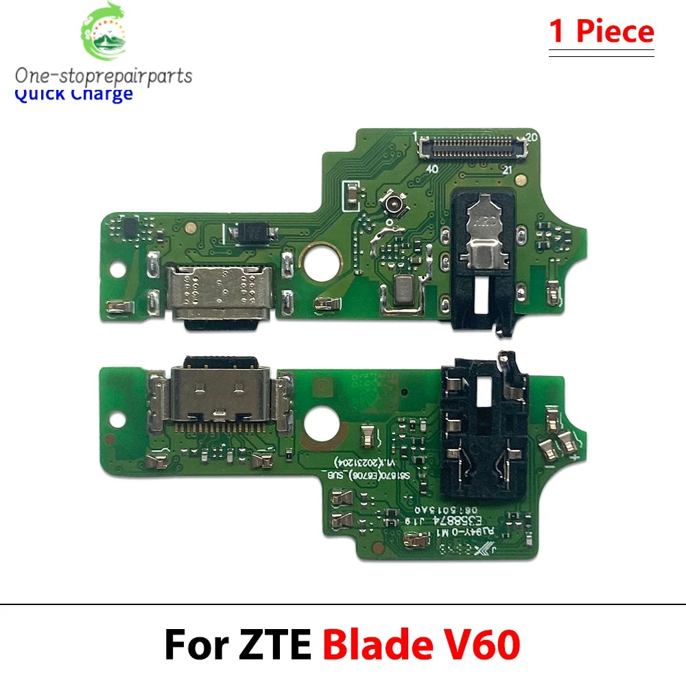 10Pcs, USB Charge Port Jack Dock Connector Charging Board Flex Cable For ZTE Blade V50 V60 V70 Smart Design Vita Max ZTE phone repair parts