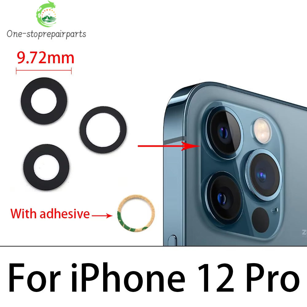 10Pcs, Camera Glass Lens Back Rear Camera Glass Lens For iPhone 11 12 13 14 15 16 17 Pro Max Plus Mini With Sticker Adhesive iPhone phone repair parts