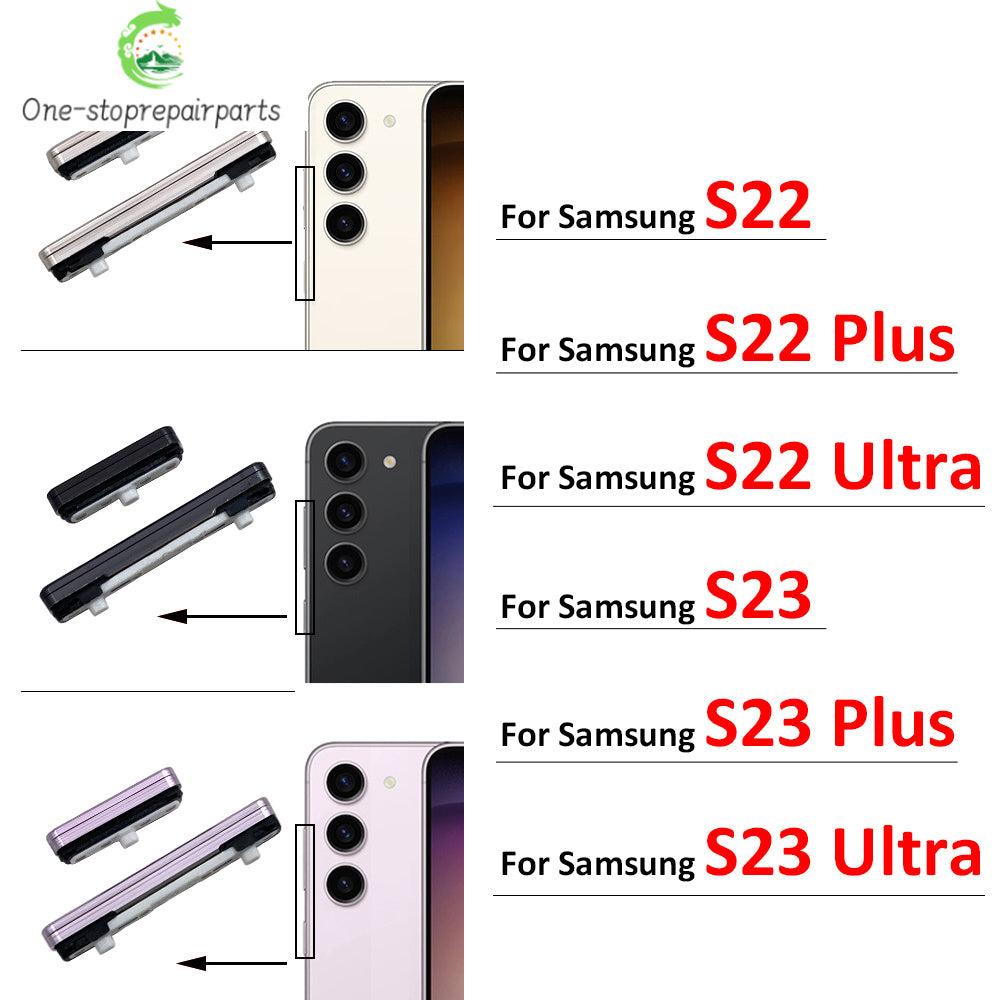 For Samsung S22 S23 Plus Ultra 5G Power Button + Volume Side Button Key Replacement Parts Samsung phone repair parts