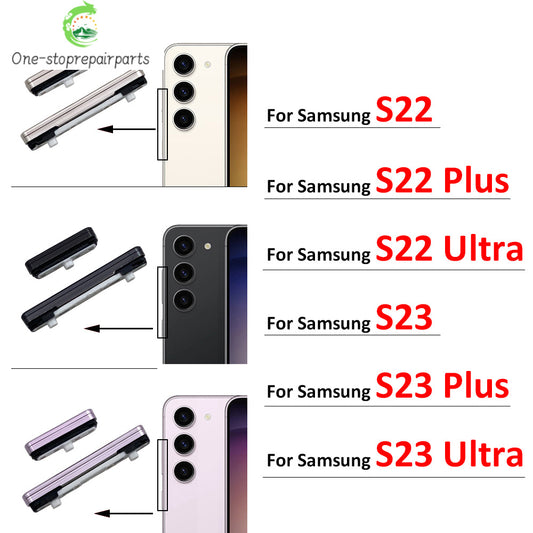 For Samsung S22 S23 Plus Ultra 5G Power Button + Volume Side Button Key Replacement Parts Samsung phone repair parts