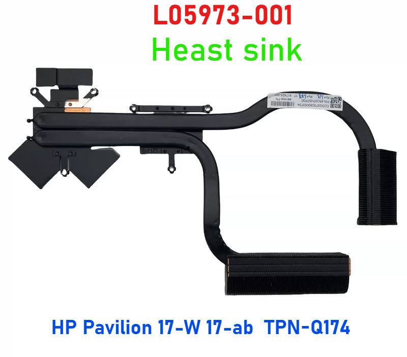Laptop Heatsink CPU GPU Cooling fan for HP Pavilion TPN-Q174 17-ab  Omen 17-W 17-W100 17-W200 17T-W 17-X  17-ab403nf L05973-001 910441-001 45G37HSTP80 910077-001 862954-001 G38 NFB84B05H 857463-001 Notebook Cooling Radiator Heatsink HP laptop repair