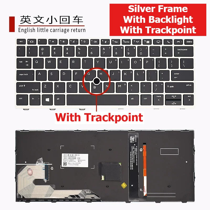 Keyboard for HP HSN-I12C HSN-i30C Silver frame backlight trackpoint