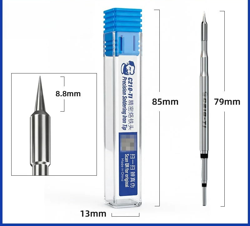 210 soldering iron head, universal T26 head, welding table C210 heating core soldering iron tip straight tip scimitar head repair tools