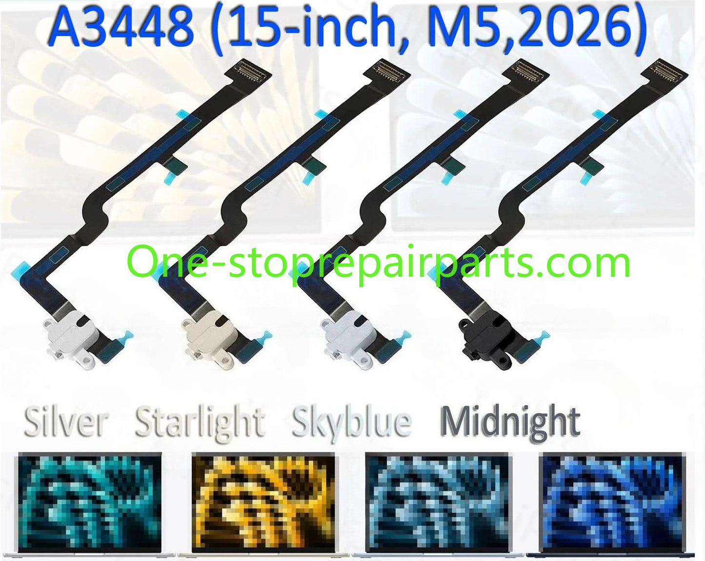 Laptop A3448 Headphone Jack 3.5mm Audio Board Connector for MacBook Air Retina 15 inch (M5,2026) Lid Sensor Touch ID Link Cable Macbook repair parts