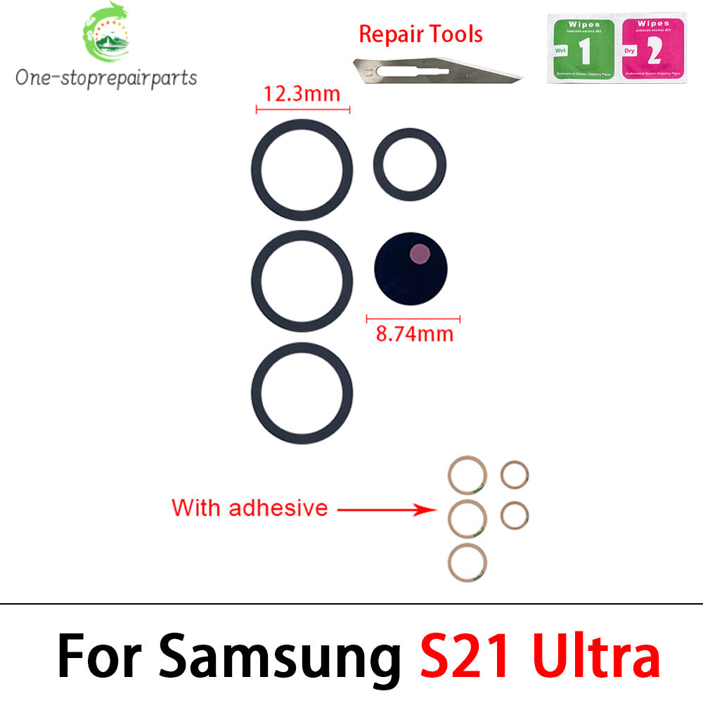 New Back Rear Camera Glass Lens For Samsung A32 A52 A72 A82 S21 S22 S23 Plus Ultra With Adhesive Repacement Parts Samsung phone repair parts