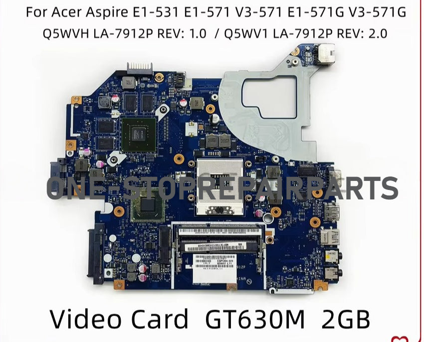 Q5WVH Q5WV1 LA-7912P For Acer Aspire V3-571G E1-571 E1-571G Laptop Motherboard With HM77 Chipset GT620M/630M/640M/GT710M 1GB/2GB Acer laptop repair parts