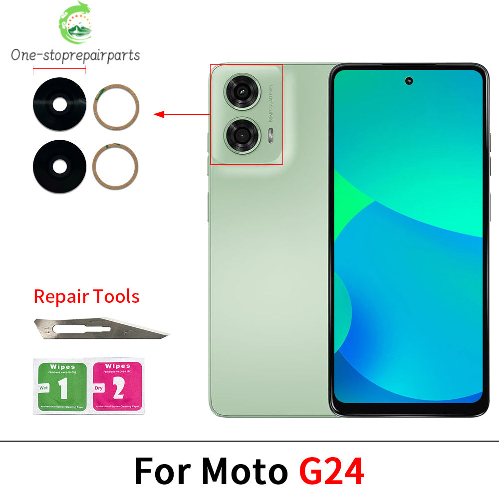 100Pcs, Back Rear Camera Glass Lens With Adhesive For Moto G22 G32 G42 G52 G62 G13 G23 G53 G73 G14 G24 G34 G54 G84 G04 G82 5G Motorola phone repair parts