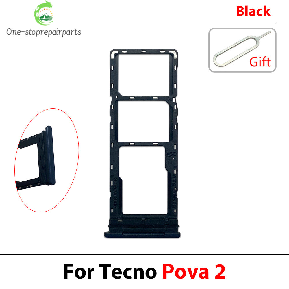 SIM Card Tray Slot Holder Adapter Accessories For Tecno Pop 5 6 7 Pova 2 3 4 5 Neo Pro Tecno phone repair parts