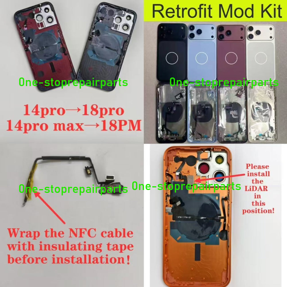 DIY Convertor Housing Back Cover Assembly Compatible For iPhone X XR XS MAX 11 11PRO 12 12PRO 13 Pro 14Pro 15Pro 15 Pro Max To 17 18 17Pro 18Pro Max Backshell Replacement Refitted Chassis Pre-Installed Modified Middle Frame iPhone phone repair parts