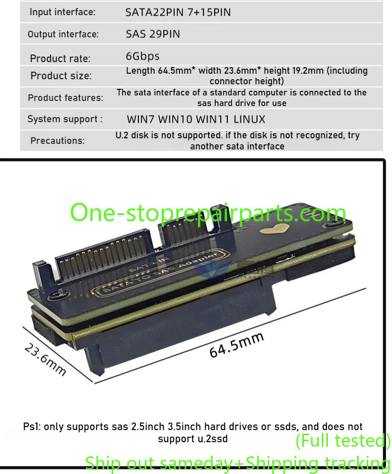 SATA 3.0 to SAS hard drive or SSD expansion card SATA to SAS 29PIN drive cable data recovery repair tools