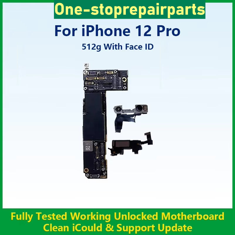 Fully Tested Authentic Motherboard For iPhone 12 64g/128g/256g Unlocked Mainboard With Face ID Cleaned iCloud Support Update iPhone phone repair parts