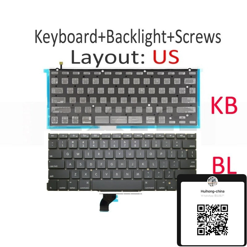A1502 US English Keyboard +Backlight+100Pcs Screws for Macbook Pro Retina 13" A1502 2013 2014 2015 EMC2678 EMC2875 EMC2835