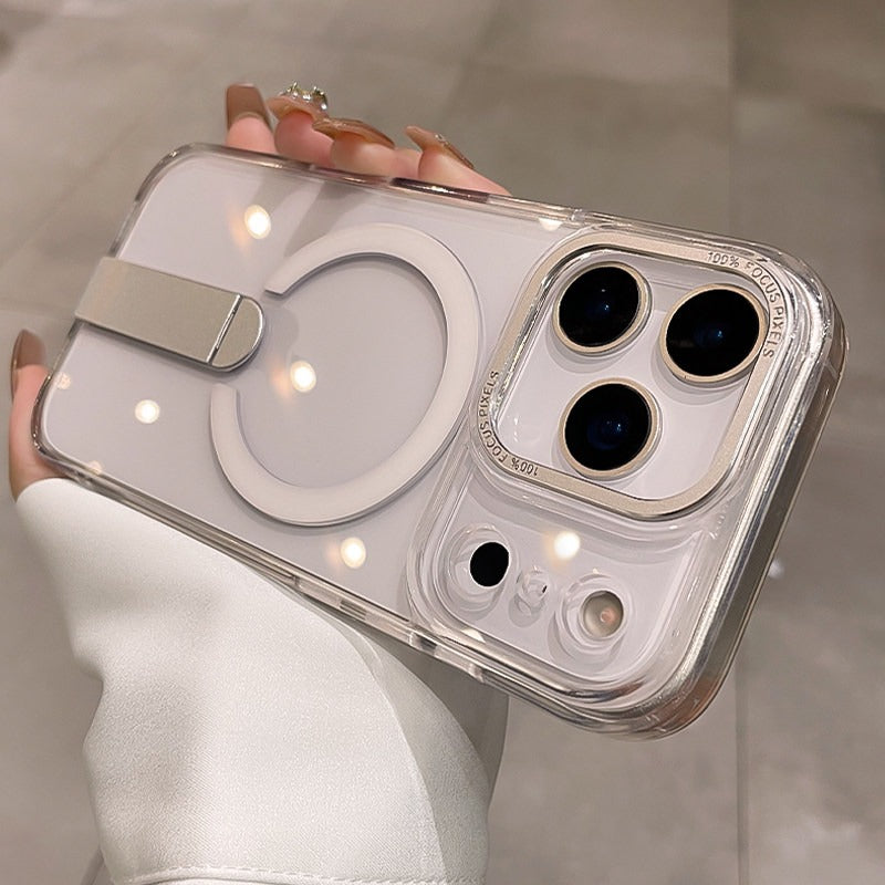 For iphone17promax mobile phone case women's iPhone 17pro new rotating bracket 15 transparent magnetic suction 14plus all-inclusive anti-drop 13 advanced 12p protective case ultra-thin Phone accessories