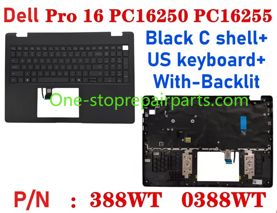 Cover case for Dell Pro 16 PC16250 PC16255 0D45TN 04TV1R 0FJ6FY 02XHM1 099TK0 02882N 0HNP7J 02XHM1 0GJX2F 0C8CKC 0964DF 0DR9PF 0HHMCK 0F9V30 0388WT 0H3K5C 0HR42X 01378G Lcd back housing bezel palmrest bottom lower cover hinge Dell laptop repair parts