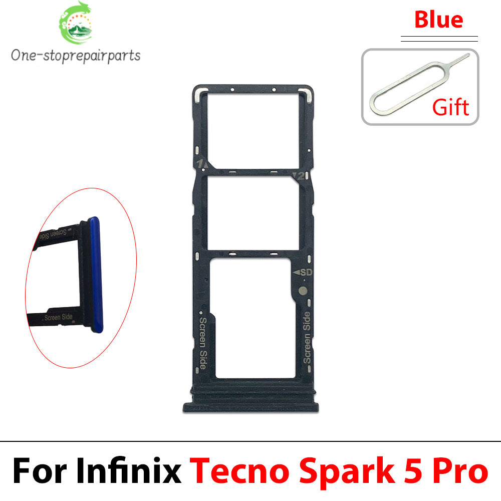 10Pcs, SIM Card Slot SD Card Tray Holder Adapter For Tecno Spark 4 5 7 8 9 8T 9T 10 20C Pro Go 2022 Tecno phone repair parts