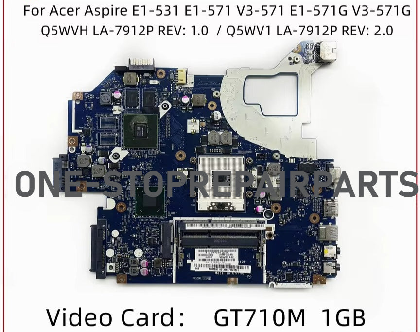 Q5WVH Q5WV1 LA-7912P For Acer Aspire V3-571G E1-571 E1-571G Laptop Motherboard With HM77 Chipset GT620M/630M/640M/GT710M 1GB/2GB Acer laptop repair parts