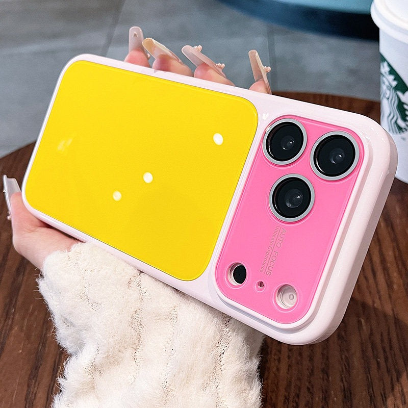 Spring and summer dopamine contrast color for iPhone 17 seconds change 17pro lens frame new mobile phone case iPhone16 integrated lens film solid color jelly anti-drop 15 explosive case Phone accessories
