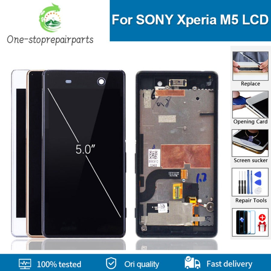 5.0 " Original IPS Display for SONY Xperia m5 LCD Touch Screen with Frame Replacement E5603 E5606 E5653 lcd Digitizer Assembly Sony phone repair parts