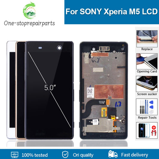 5.0 " Original IPS Display for SONY Xperia m5 LCD Touch Screen with Frame Replacement E5603 E5606 E5653 lcd Digitizer Assembly Sony phone repair parts
