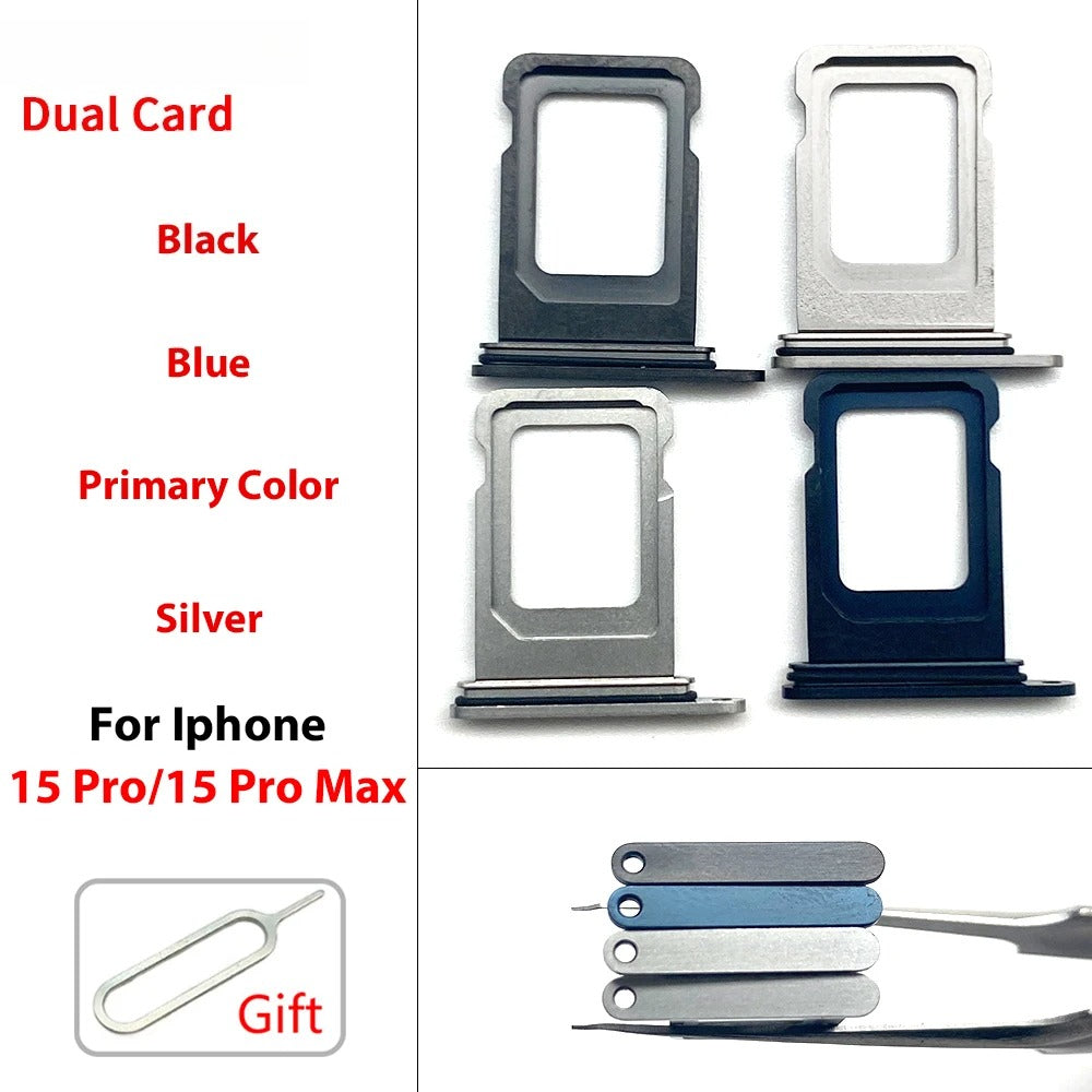 Dual SIM Single SIM Card Tray Slot Holder Adapter Accessories For iPhone 15 Pro Max Plus iPhone phone repair parts