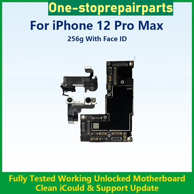 Fully Tested Authentic Motherboard For iPhone 12 64g/128g/256g Unlocked Mainboard With Face ID Cleaned iCloud Support Update iPhone phone repair parts