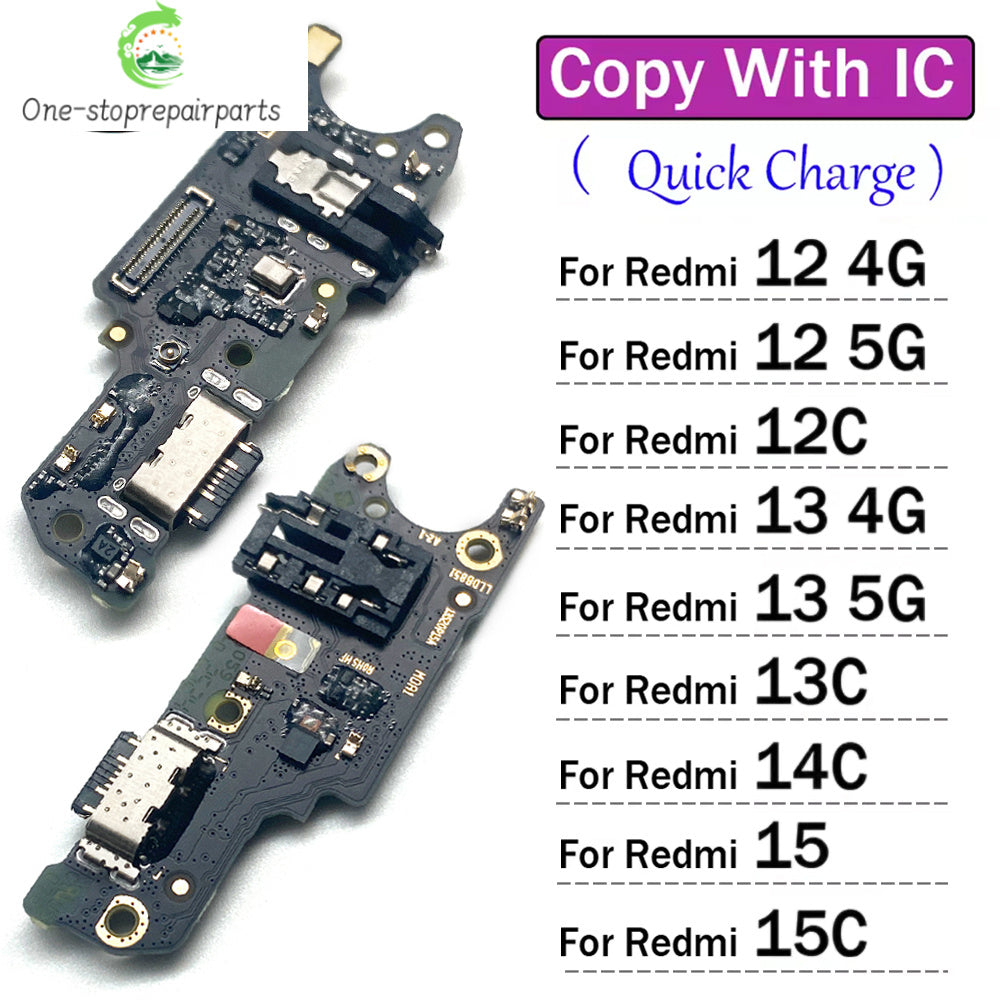 10Pcs, USB Charging Port Dock Charger Plug Connector Board Flex Cable For Xiaomi Redmi 12 12C 13 13C 14C 15 15C 4G 5G Xiaomi  Xiao mi phone repair parts