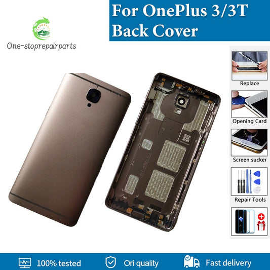 Original Back Battery Cover Rear Door Housing Case For Oneplus 3 Oneplus 3T With Camera Lens + Power Volume Buttons Replacement OnePlus phone repair parts