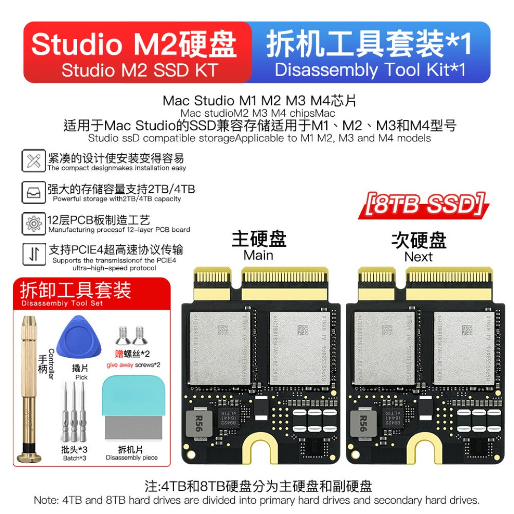 Solid State Drive Kit 1T/2T/4T/8T For MAC MINI M4  Mac Studio M1Max/Ultra M2Max/Ultra M3Max/Ultra M4Max/Ultra M4Pro SSD Capacity Upgrade SSD New Particles Increase Speed Upgrade Memory DIY Reair