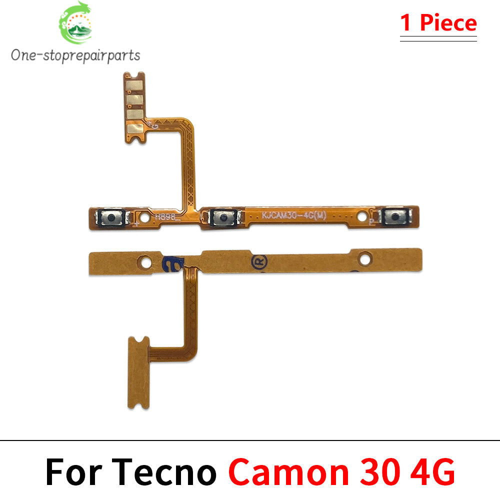 10Pcs, Power On Off Volume Side Button Key Flex Cable For Tecno Camon 15 16 17 18 19 20 30 Pro Air Neo 4G 5G Tecno phone repair parts