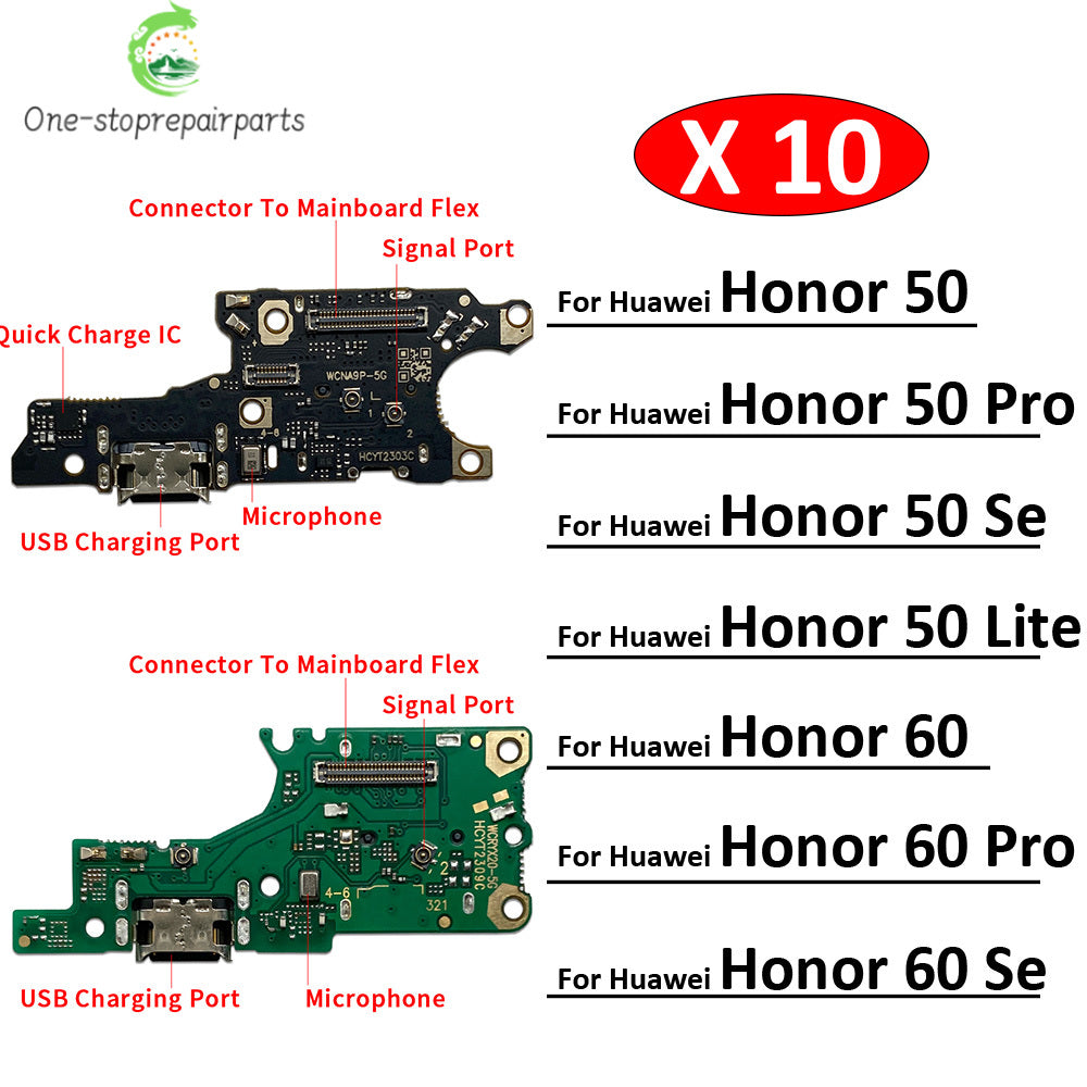 10Pcs. Dock Connector USB Charger Charging Port Flex Cable For Huawei Honor 50 60 Pro Se Lite Huawei phone repair parts