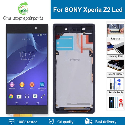 5.2 " Original lcd For SONY Xperia Z2 D6502 D6503 D6543 LCD Display with Frame Touch Screen Digitizer Assembly Replacement Sony phone repair parts
