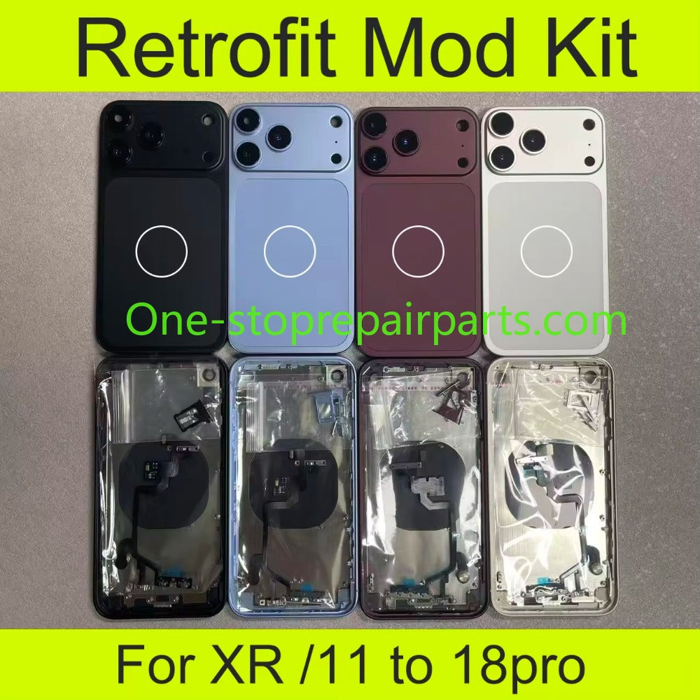 DIY Retrofit Housing Kit For iPhone XR/11 18 Pro Style Assembly With Frame, Flex Cable, Side Keys & Matching Phone Case iPhone phone repair parts