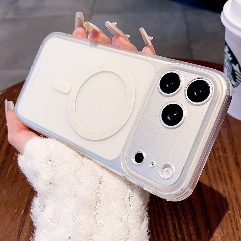 Ice mist matte magnetic suction for iPhone 17promax mobile phone case New iPhone16 transparent silicone soft edge matte magnetic suction protective case 15pro button all-inclusive protection Phone accessories