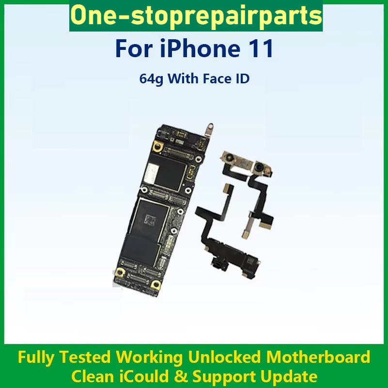 100%Working For iPhone 11+Face ID Mainboard Fully Tested Unlocked Logic Board No iCloud Support Update Motherboard Fast Shipping iPhone phone repair parts