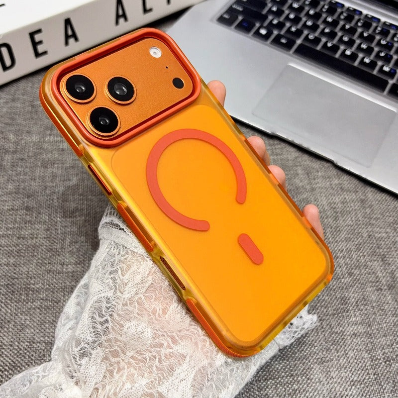 Contrast color matte strong magnetic attraction for iPhone17promax mobile phone case 2026 new female iPhone 17pro advanced sense 16promax large hole without lens 16pm super fire good-looking shell Phone accessories